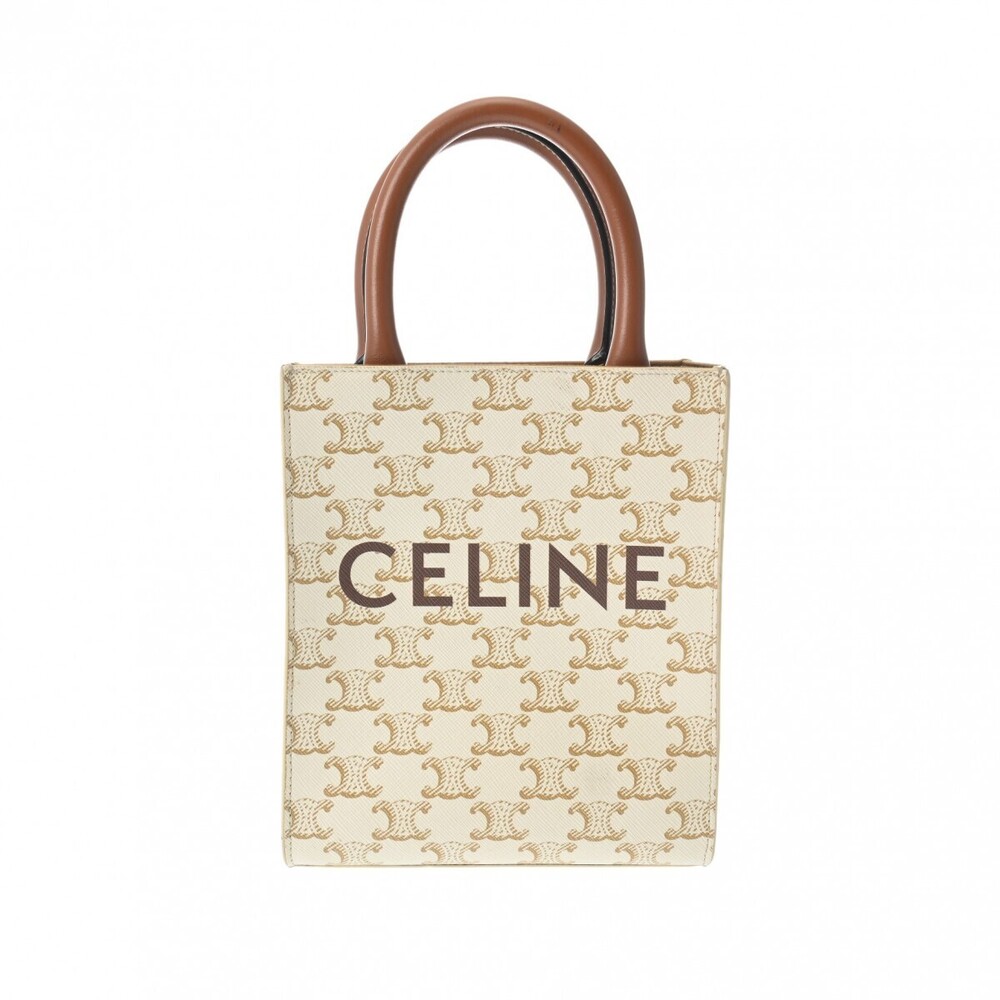 Celine Vertical Cabas Triomphe White Canvas Handbag